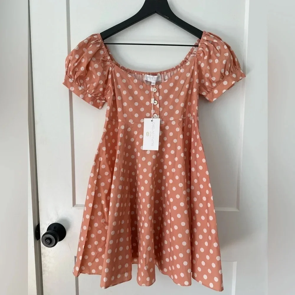 Caroline Constas Polka Dot Mini Dress NWT | Peach | Size Medium - Picture 3 of 7